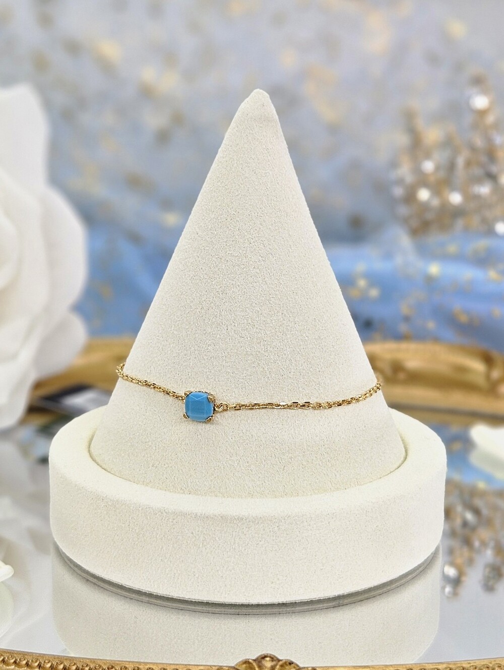 Kate Spade Bracelet Blue Gold Chain Boho Classic Modern Resort Gifts Minimalist - Picture 2 of 5
